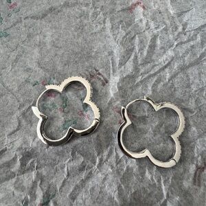 Silver Clover-Shaped Hoop Earrings